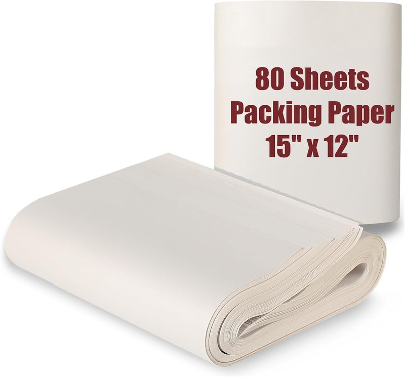 Donyang 15" x 12" Packing Paper Sheets for Moving Supplies, Newsprint Paper for Moving Boxes, Wrapping Paper for Moving, Shipping, Packaging, Small Packing Box, Dishes Glasses Box Filler Materials 80 Sheets - Image 1